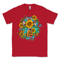 Red western belive sunflowers cross Classic Tee - BarkalooDesign