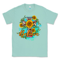 Seafoam western belive sunflowers cross Classic Tee - BarkalooDesign