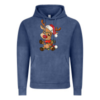 Vintage Denim baby christmas reindeer Vintage Hoodie - AdoDesignShop