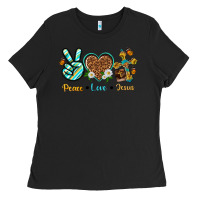 Black peace love jesus Ladies Tee - texasbilliewilder