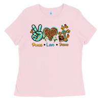 Bubblegum Pink peace love jesus Ladies Tee - texasbilliewilder
