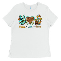 White peace love jesus Ladies Tee - texasbilliewilder