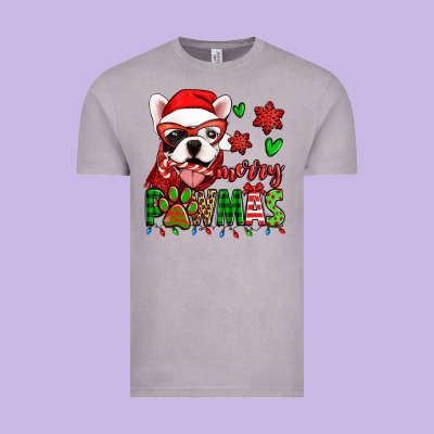 Merry Pawmas Christmas French Bulldog Vintage Tee Designed By Jasminsmagicworld