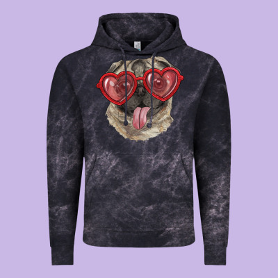 Pug With Love Glasses Vintage Hoodie Designed By Ranaportraitstore