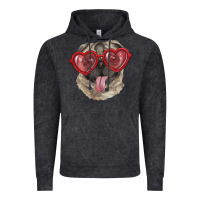 Vintage Black pug with love glasses Vintage Hoodie - RanaPortraitStore