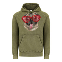 Vintage Olive pug with love glasses Vintage Hoodie - RanaPortraitStore