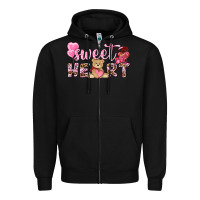 Black sweetheart with bear Zipper Hoodie - NancyCooperArtShop