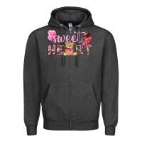 Charcoal Heather sweetheart with bear Zipper Hoodie - NancyCooperArtShop