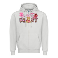 Dove Grey sweetheart with bear Zipper Hoodie - NancyCooperArtShop