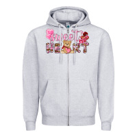 Heather Grey sweetheart with bear Zipper Hoodie - NancyCooperArtShop