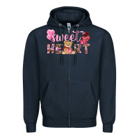 Navy sweetheart with bear Zipper Hoodie - NancyCooperArtShop