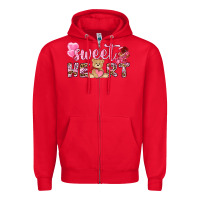 Red sweetheart with bear Zipper Hoodie - NancyCooperArtShop
