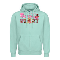 Seafoam sweetheart with bear Zipper Hoodie - NancyCooperArtShop