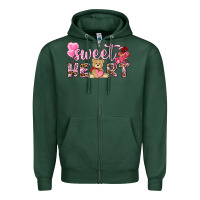 Sports Green sweetheart with bear Zipper Hoodie - NancyCooperArtShop