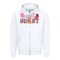 White sweetheart with bear Zipper Hoodie - NancyCooperArtShop
