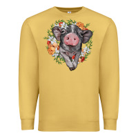 Antique Gold baby pig floral wreath Premium Sweatshirt - BarkalooDesign