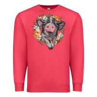 Cardinal baby pig floral wreath Premium Sweatshirt - BarkalooDesign