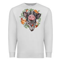Dove Grey baby pig floral wreath Premium Sweatshirt - BarkalooDesign