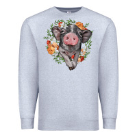 Heather Grey baby pig floral wreath Premium Sweatshirt - BarkalooDesign