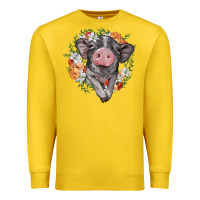 Lemon baby pig floral wreath Premium Sweatshirt - BarkalooDesign