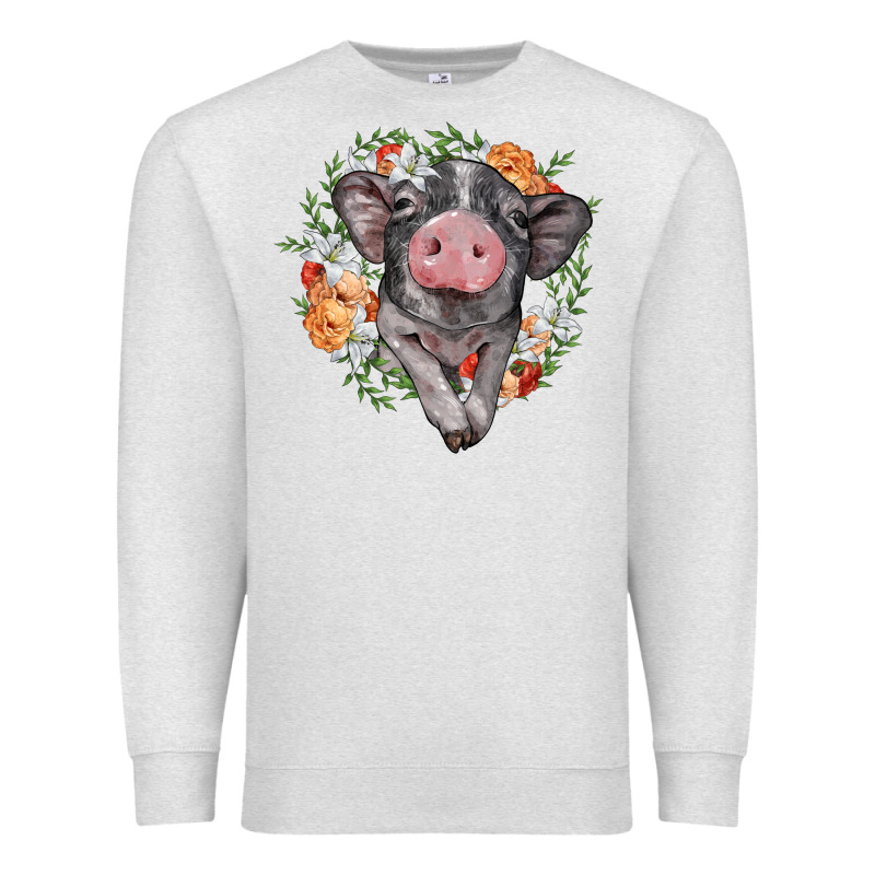 Baby Pig Floral Wreath Premium Sweatshirt by BarkalooDesign | Teevron