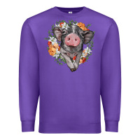 Purple baby pig floral wreath Premium Sweatshirt - BarkalooDesign