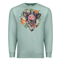 Seafoam baby pig floral wreath Premium Sweatshirt - BarkalooDesign