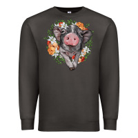 Smoke baby pig floral wreath Premium Sweatshirt - BarkalooDesign