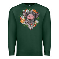 Sports Green baby pig floral wreath Premium Sweatshirt - BarkalooDesign