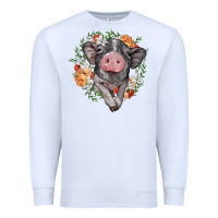 White baby pig floral wreath Premium Sweatshirt - BarkalooDesign