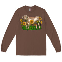 Chestnut charolais bull with sunflowers Long Sleeve Tee - LillyAllenDesigns