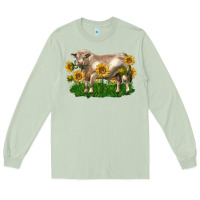 Charolais Bull With Sunflowers Long Sleeve Tee | Teevron