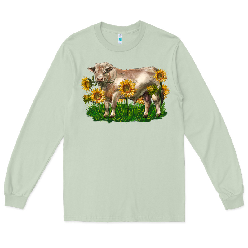 Charolais Bull With Sunflowers Long Sleeve Tee by LillyAllenDesigns | Teevron