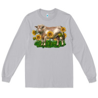 Moon Dust charolais bull with sunflowers Long Sleeve Tee - LillyAllenDesigns