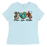 Baby Blue peace love rodeo Ladies Tee - texasbilliewilder