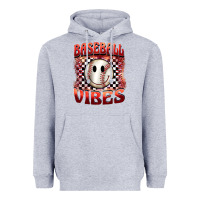 Heather Grey baseball vibes smiley face Heavyweight Hoodie - BarkalooDesign