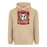 Mushroom baseball vibes smiley face Heavyweight Hoodie - BarkalooDesign