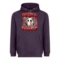 Plum baseball vibes smiley face Heavyweight Hoodie - BarkalooDesign