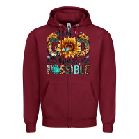 Burgundy with god all things are possible malias Zipper Hoodie - MaliasSmallBusiness