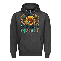 Charcoal Heather with god all things are possible malias Zipper Hoodie - MaliasSmallBusiness