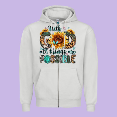 With God All Things Are Possible Malias Zipper Hoodie Designed By Maliassmallbusiness