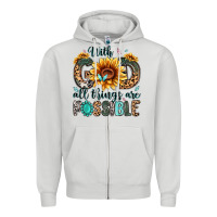 Dove Grey with god all things are possible malias Zipper Hoodie - MaliasSmallBusiness