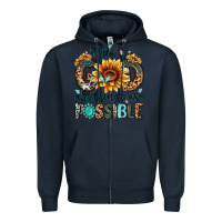 Navy with god all things are possible malias Zipper Hoodie - MaliasSmallBusiness
