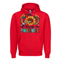 Red with god all things are possible malias Zipper Hoodie - MaliasSmallBusiness