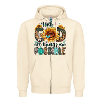Sandshell with god all things are possible malias Zipper Hoodie - MaliasSmallBusiness