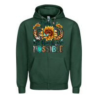 Sports Green with god all things are possible malias Zipper Hoodie - MaliasSmallBusiness