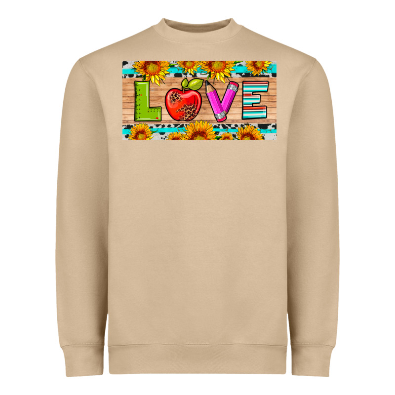 Love And Sunflower With Pen And Apple License Plate Template Heavyweight Sweatshirt by Artiststas | Teevron