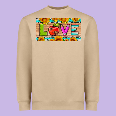 Love And Sunflower With Pen And Apple License Plate Template Heavyweight Sweatshirt Designed By Artiststas