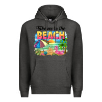 Charcoal Heather take me to the beach Premium Hoodie - NancyCooperArtShop