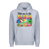 Heather Grey take me to the beach Premium Hoodie - NancyCooperArtShop